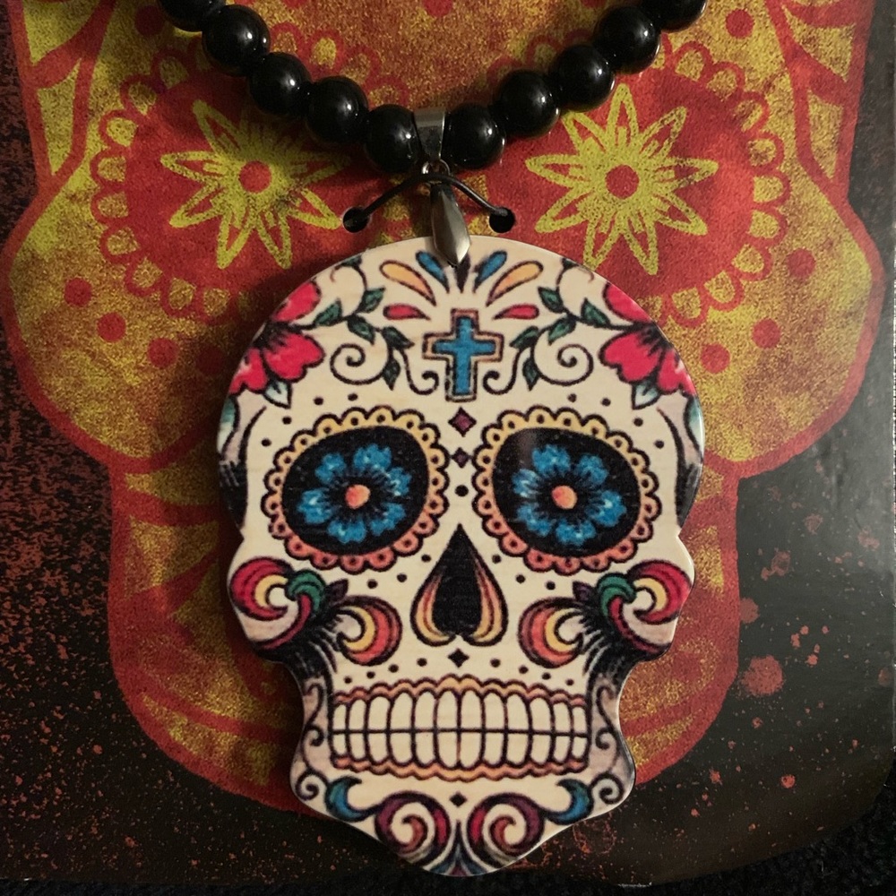 New Acrylic Sugar Skull Necklace